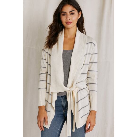 Heartloom Ella Striped Cardigan Side Tie Sweater - Picture 1 of 7